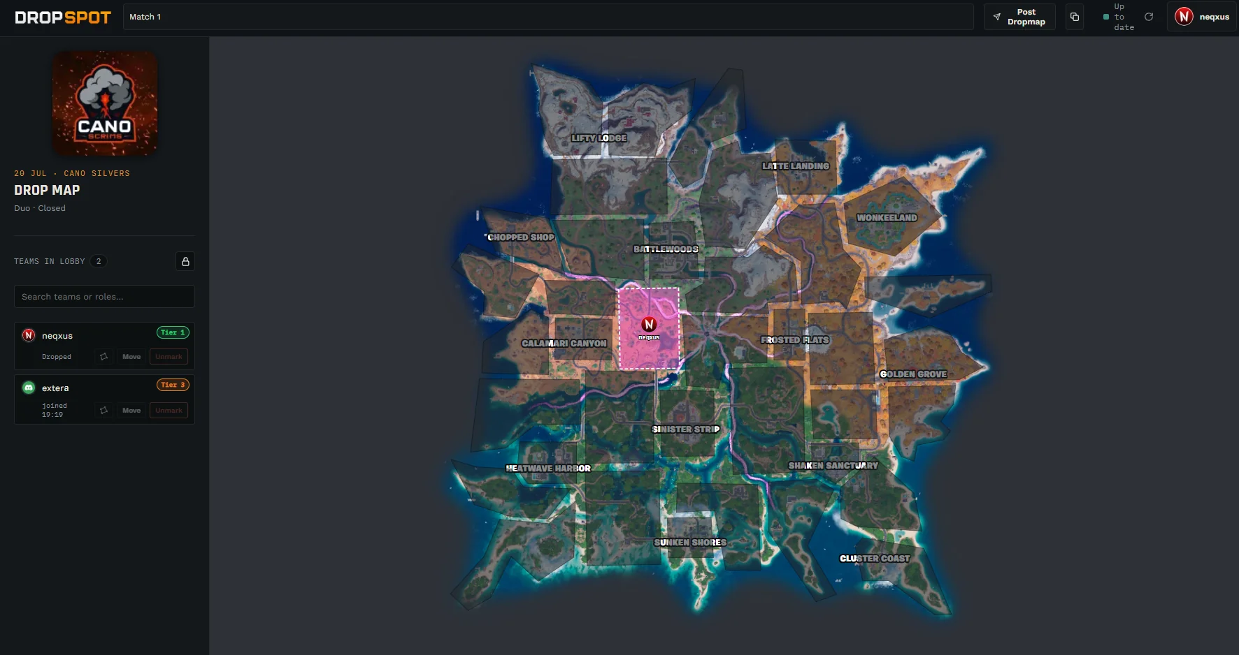 DropSpot drop map interface